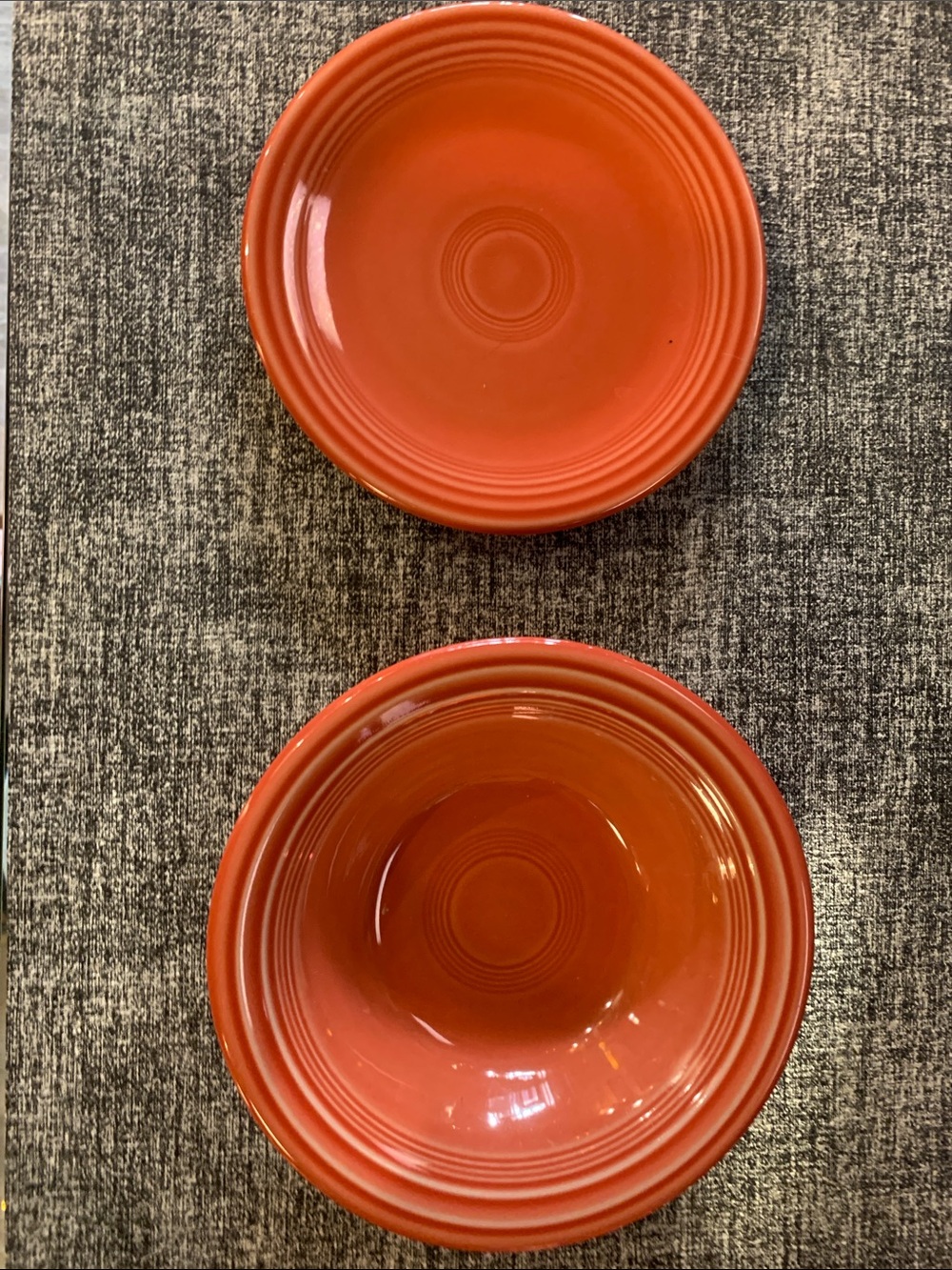 Fiesta Fruit Dessert Bowl & Dessert Plate Persimmon Retired Color Made USA